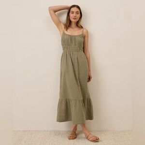 NEW Pact Khaki Green Coastal Double Gauze Cami Maxi Dress
